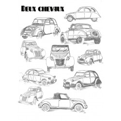 Poster - 2 CV noir et blanc