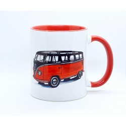 Mug VW Combi T1 rouge et noir