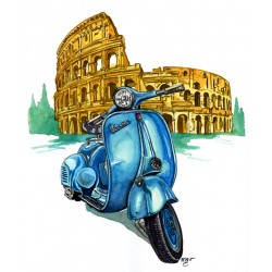 Vespa bleue Colisée